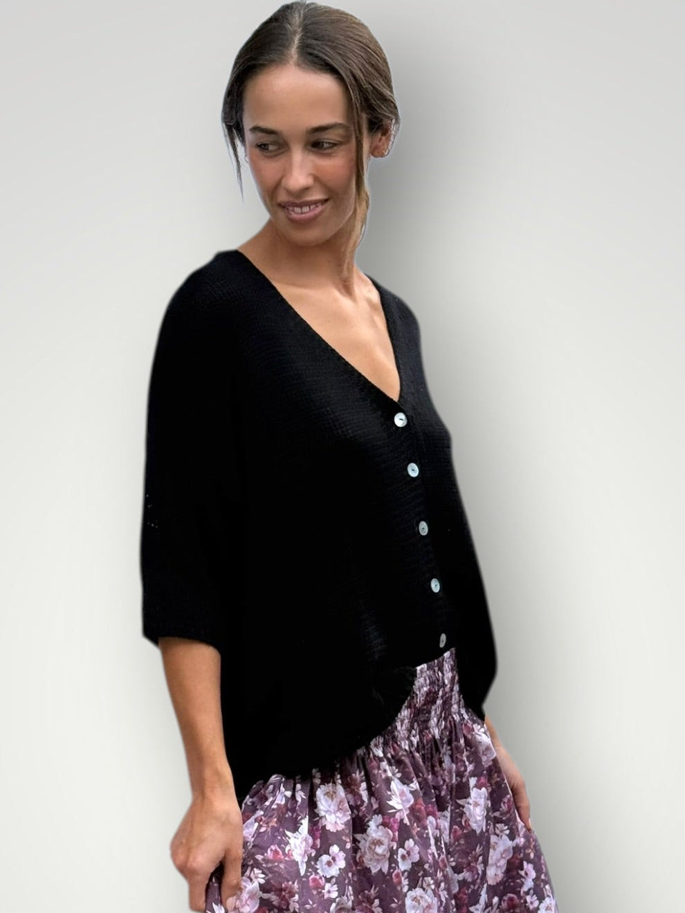 alex cotton knit cardi-black Apparel