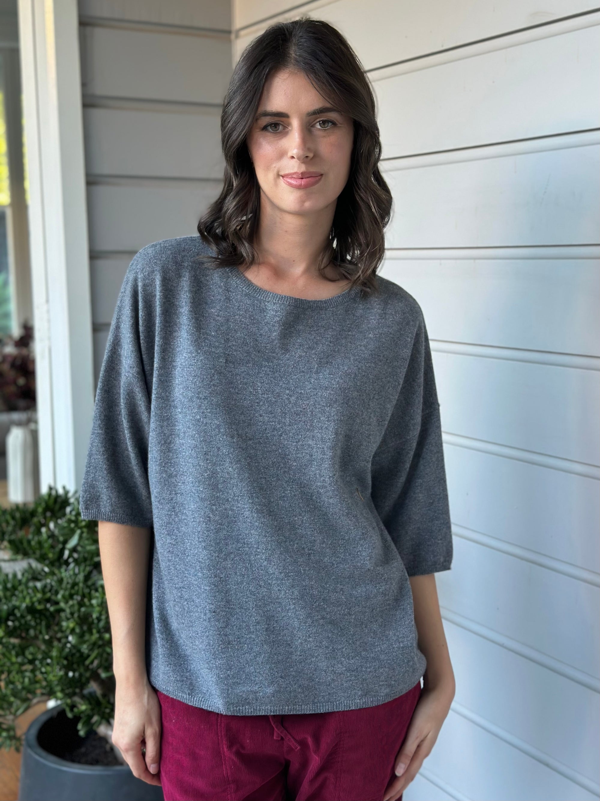 alexia cashmere top-slate grey General