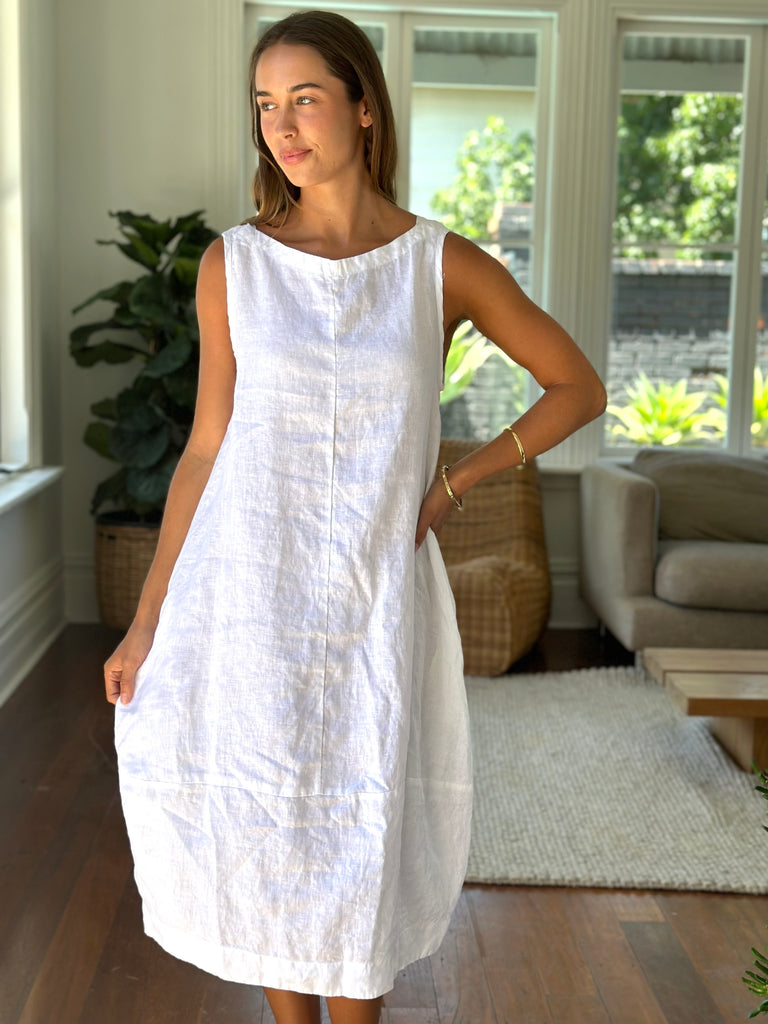 adele dress -white linen Apparel  