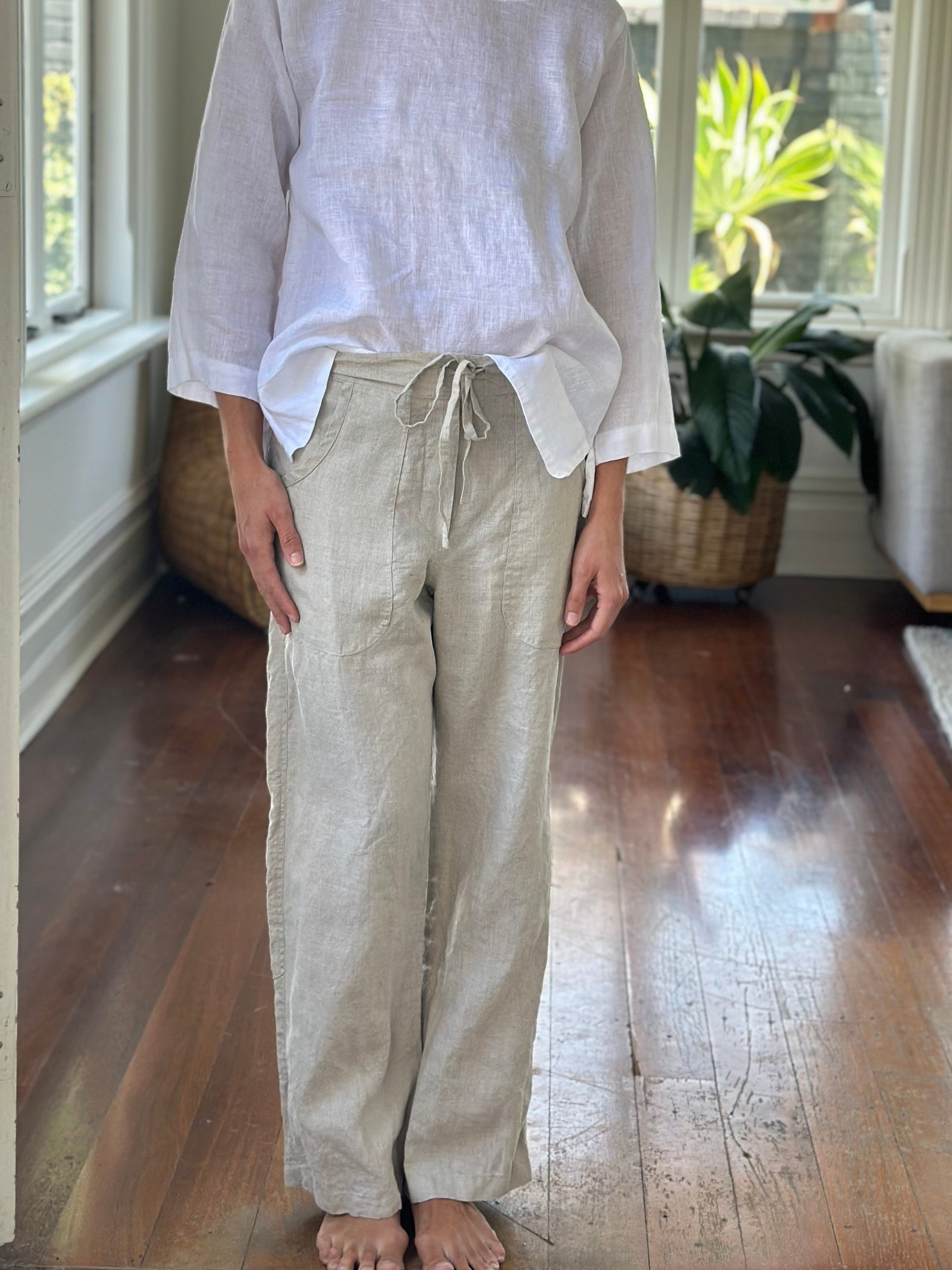 fleur straight leg pants - natural linen Apparel