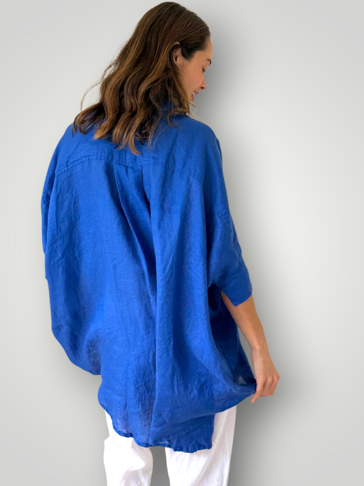 issey shirt - cobalt linen Apparel