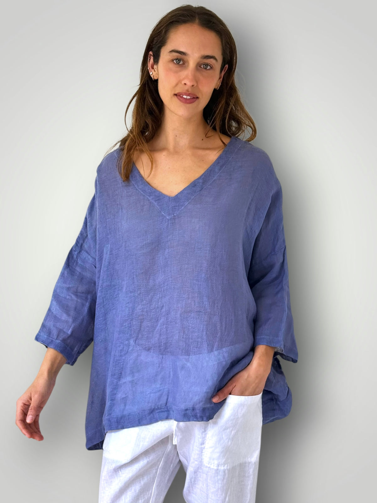 lydia top -cornflower linen gauze Apparel
