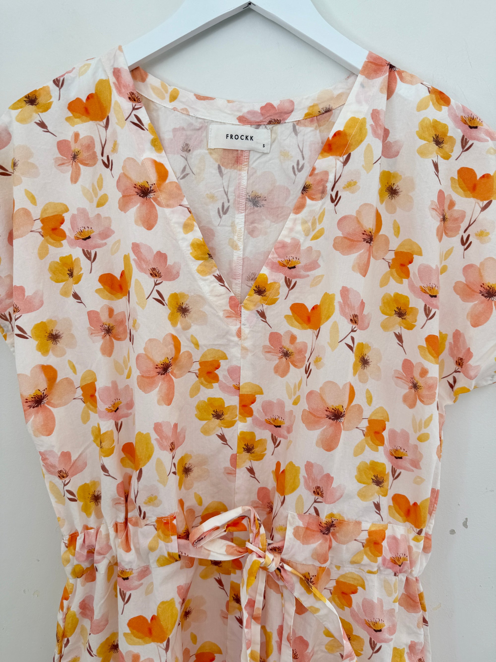 harper dress mid length -citrus flower cotton Apparel