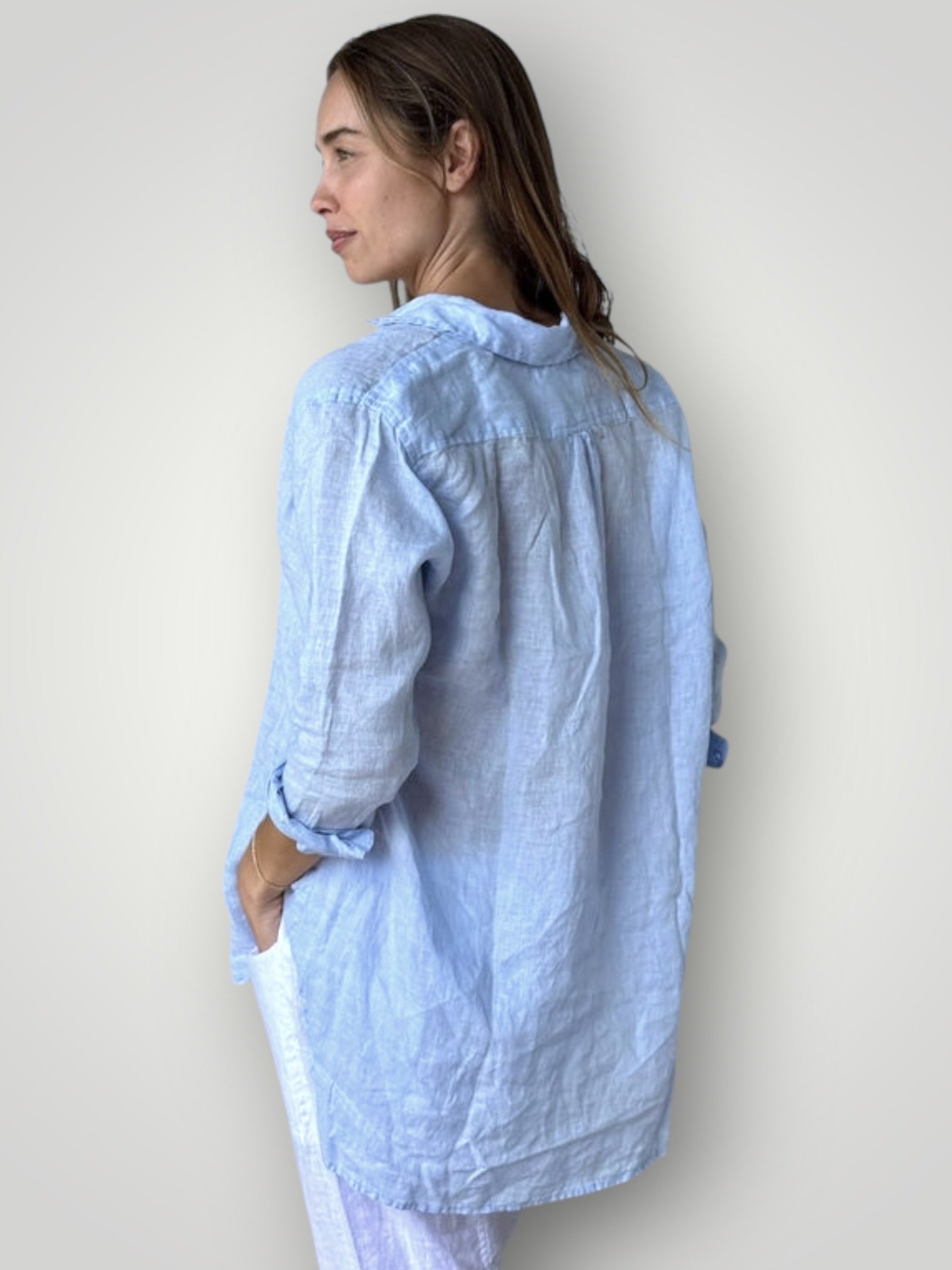skyla shirt - soft blue linen Apparel
