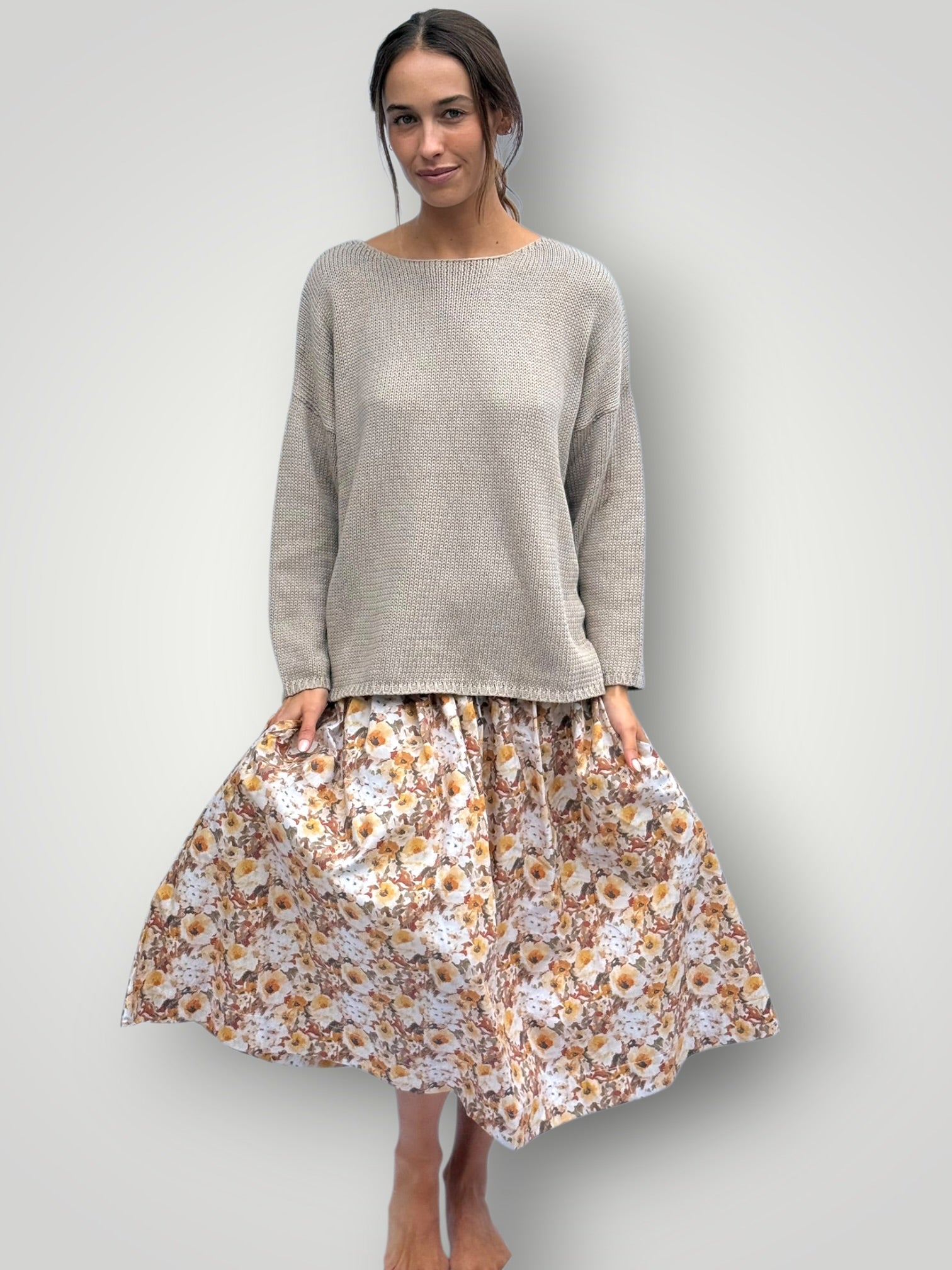 lola skirt - golden floral cotton Apparel
