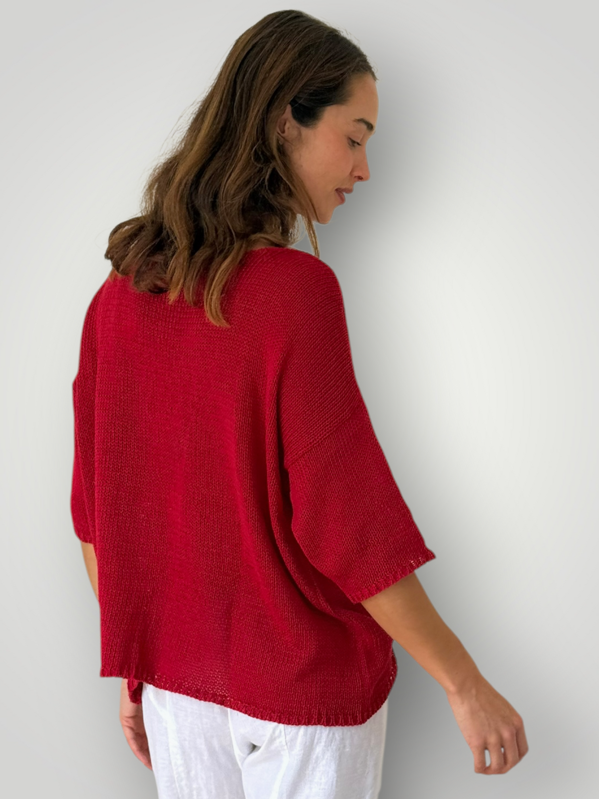 alex top-red cotton knit Apparel