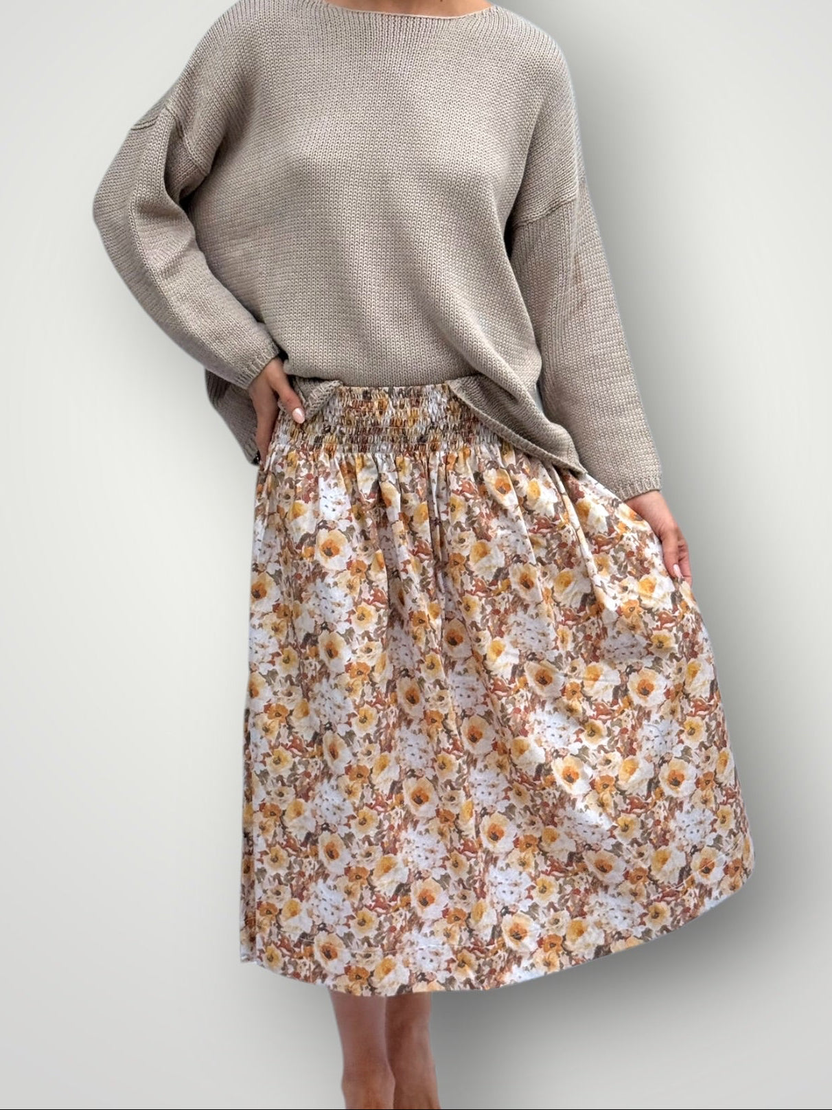 lola skirt - golden floral cotton Apparel