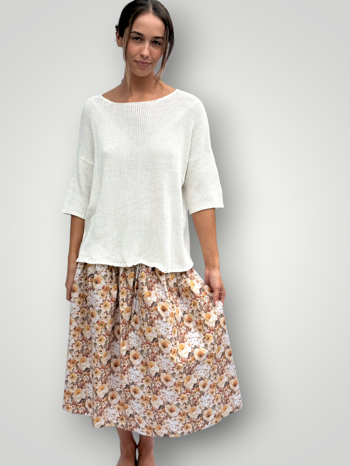 lola skirt - golden floral cotton Apparel