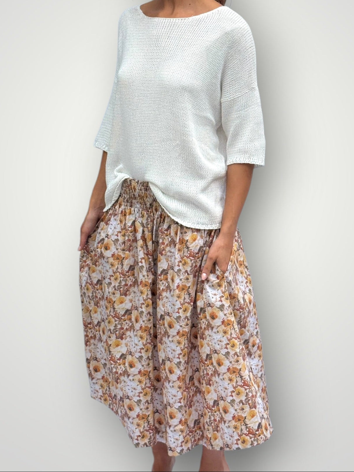 lola skirt - golden floral cotton Apparel