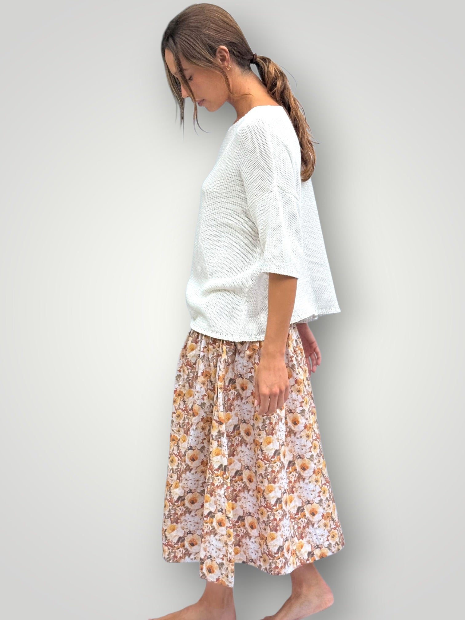 lola skirt - golden floral cotton Apparel