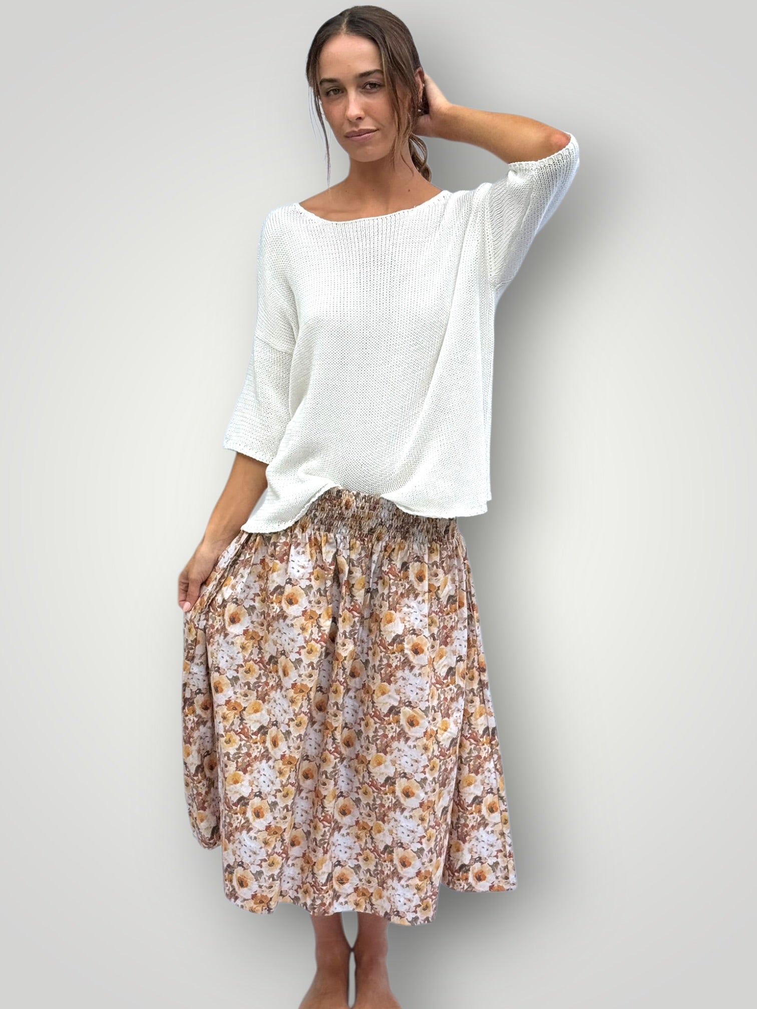 lola skirt - golden floral cotton Apparel