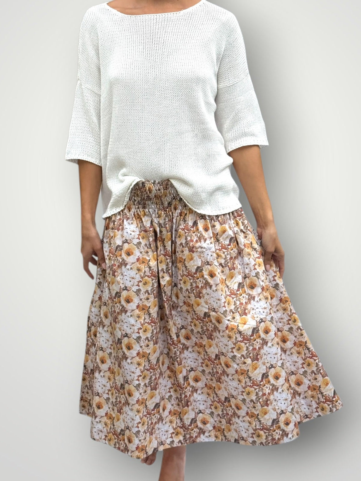 lola skirt - golden floral cotton Apparel