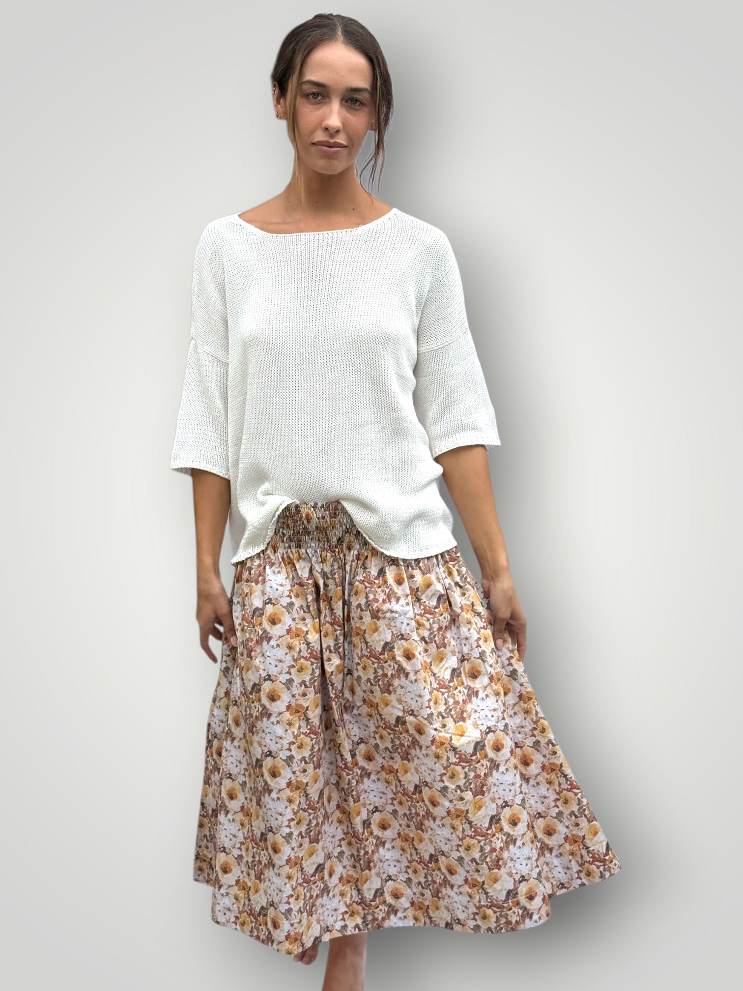 lola skirt - golden floral cotton Apparel