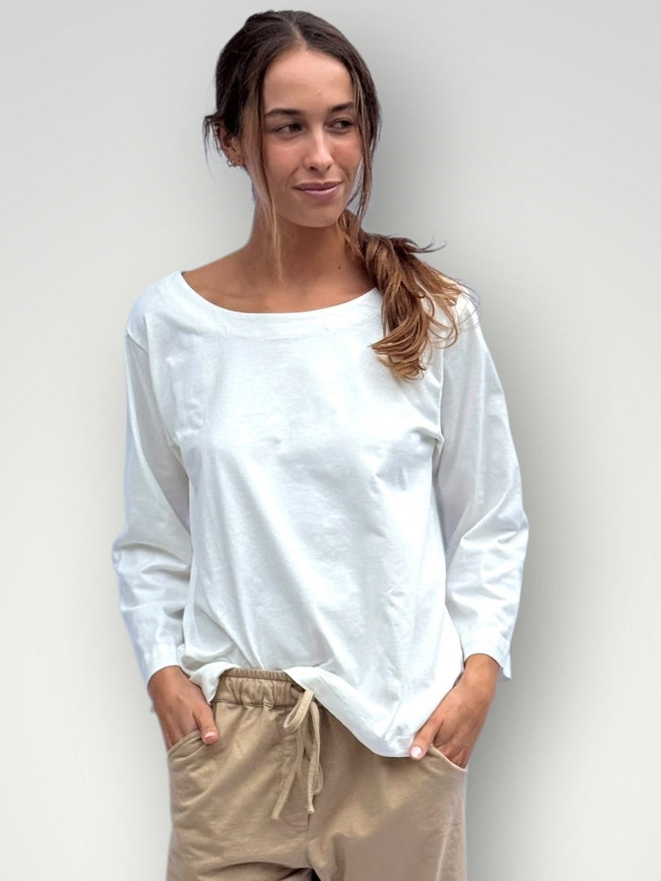 april cotton knit top-chalk Apparel
