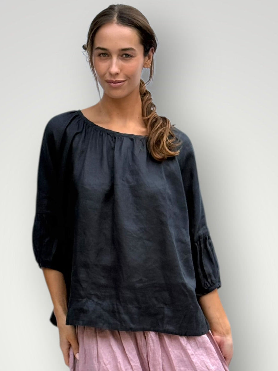 julia top-charcoal linen Apparel