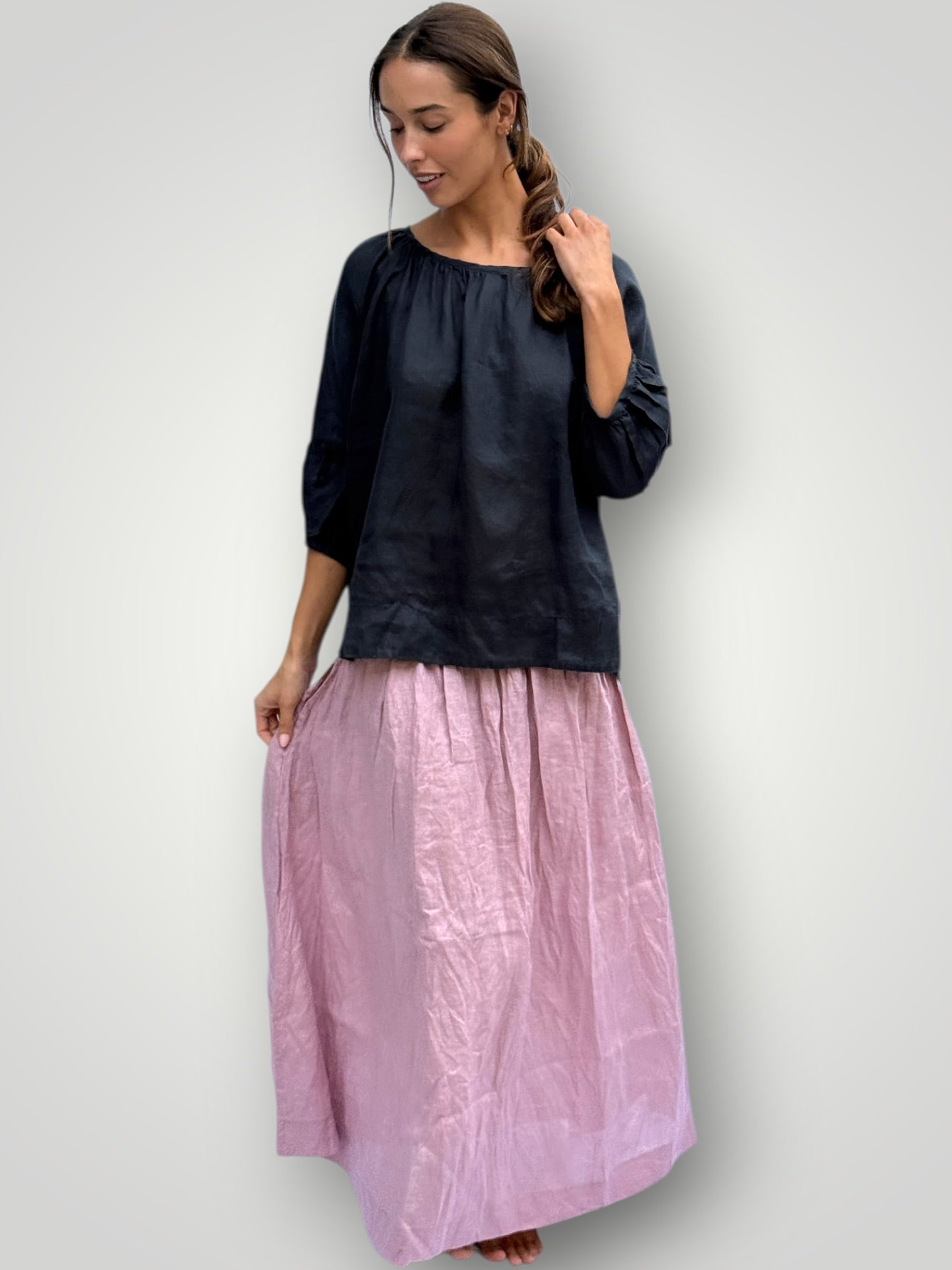 lulu skirt - dusty rose linen Apparel
