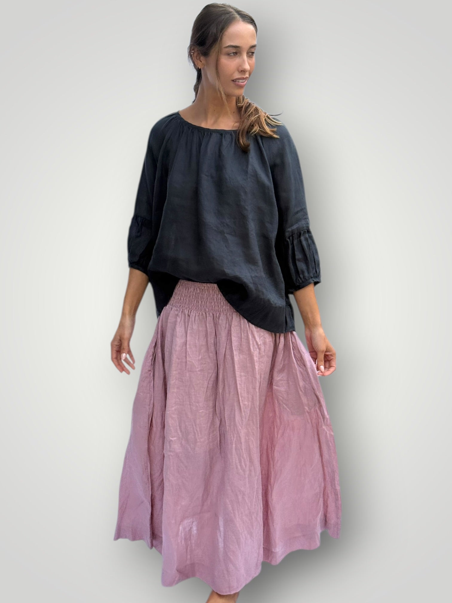 julia top-charcoal linen Apparel