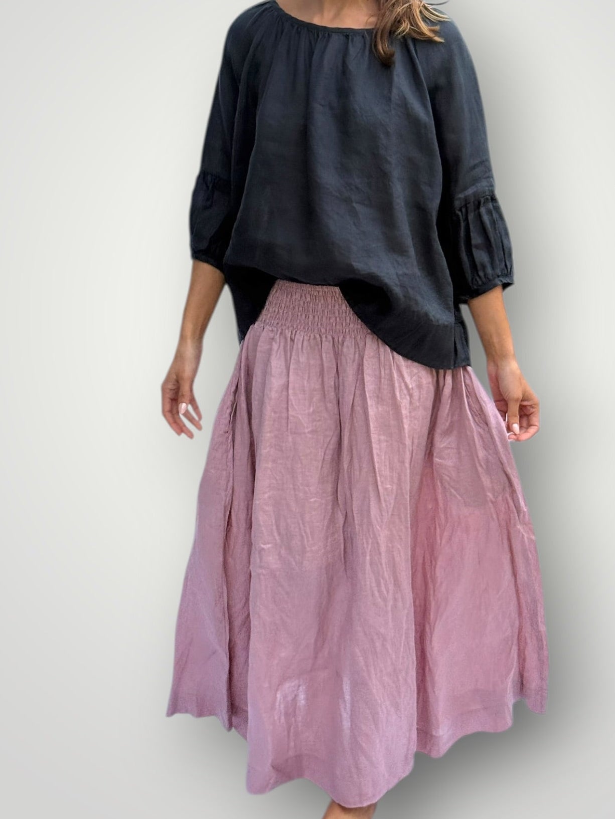 lulu skirt - dusty rose linen Apparel