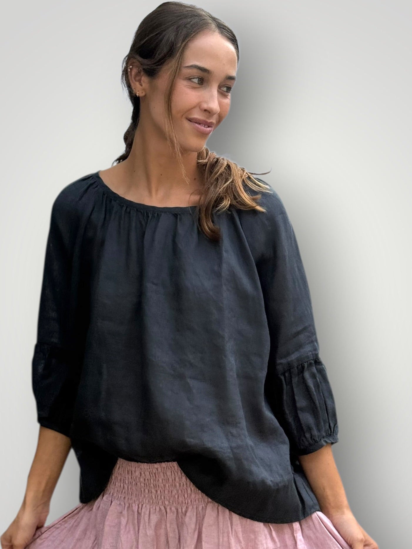 julia top-charcoal linen Apparel