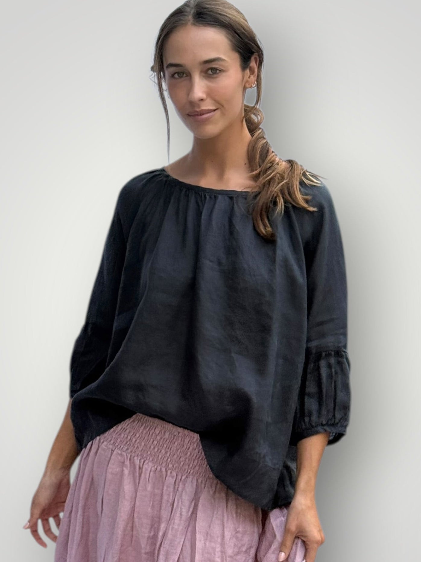 julia top-charcoal linen Apparel