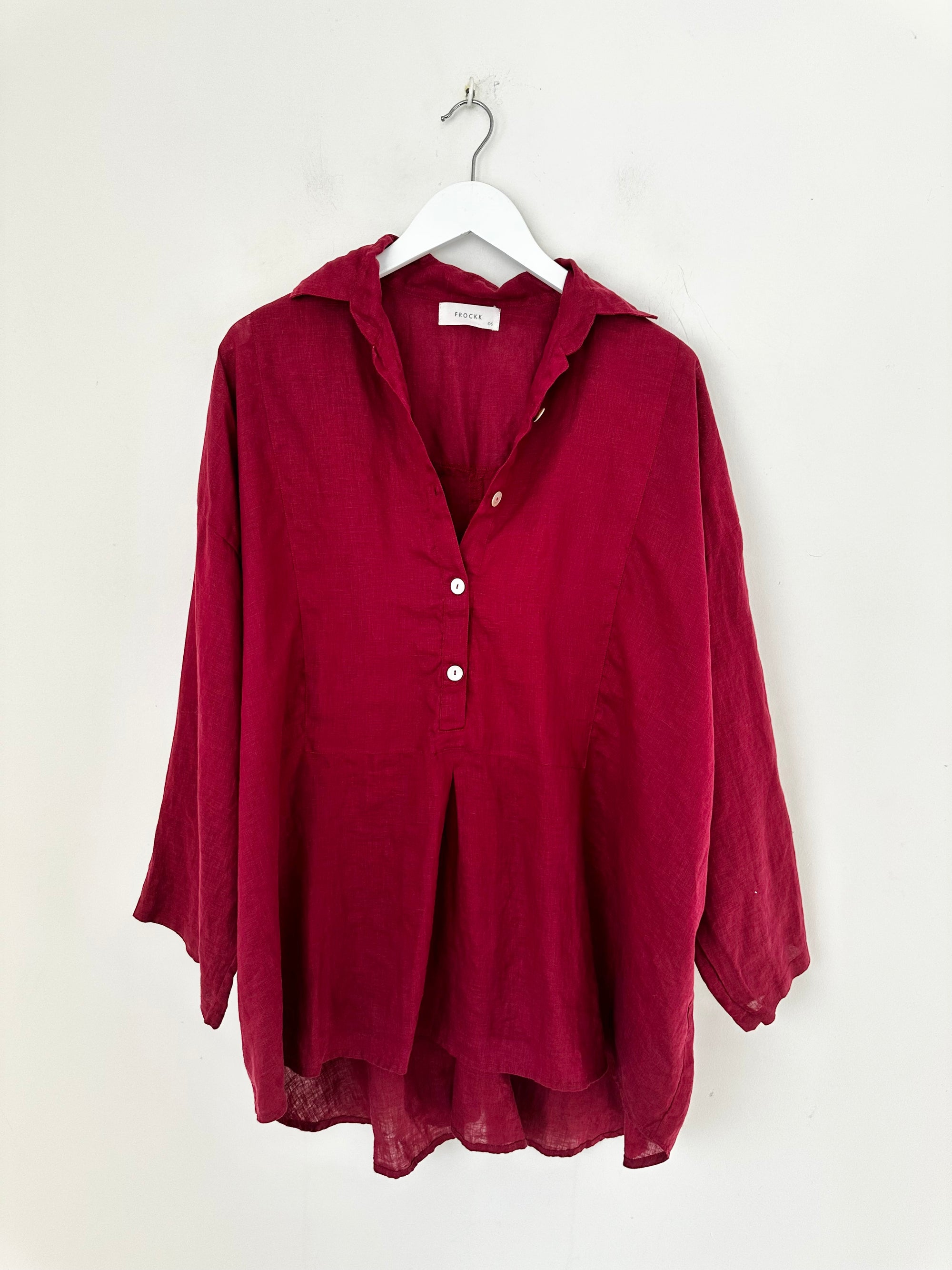 megan shirt - merlot linen Apparel