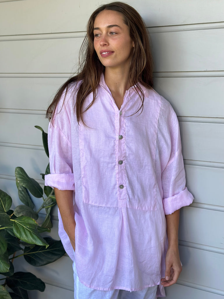 megan shirt - soft pink  linen Apparel  