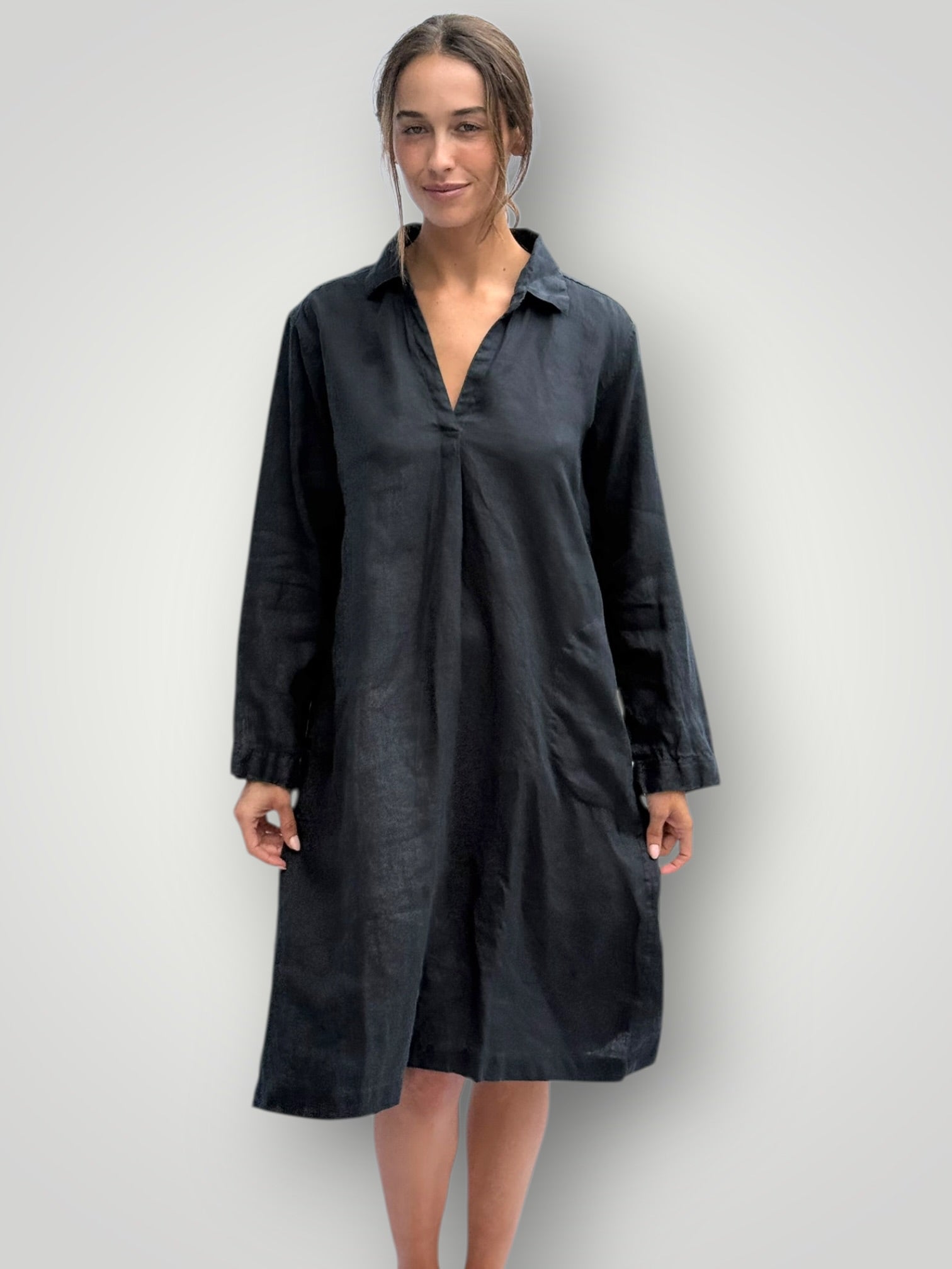 bianca dress -charcoal linen Apparel