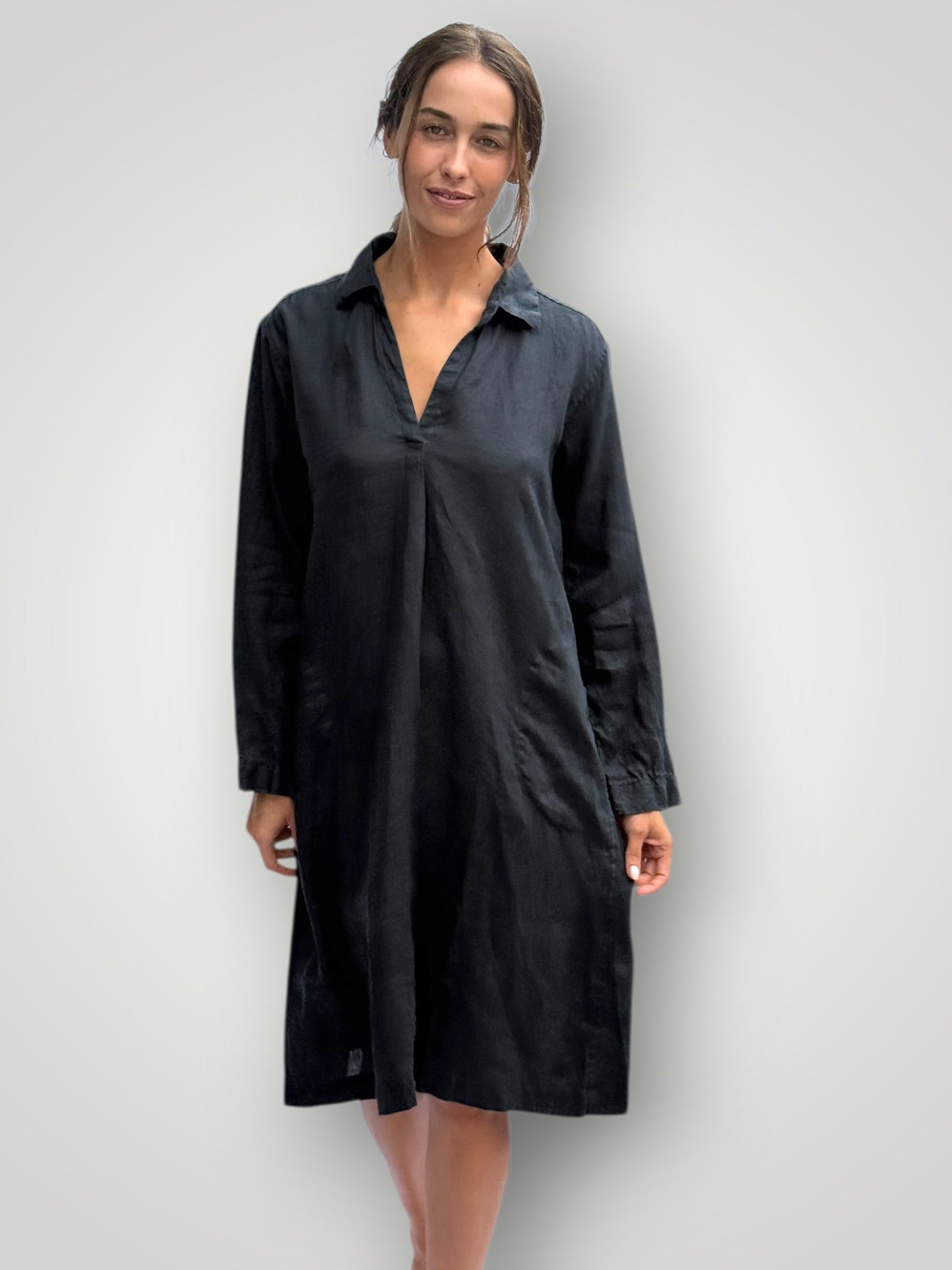 bianca dress -charcoal linen Apparel