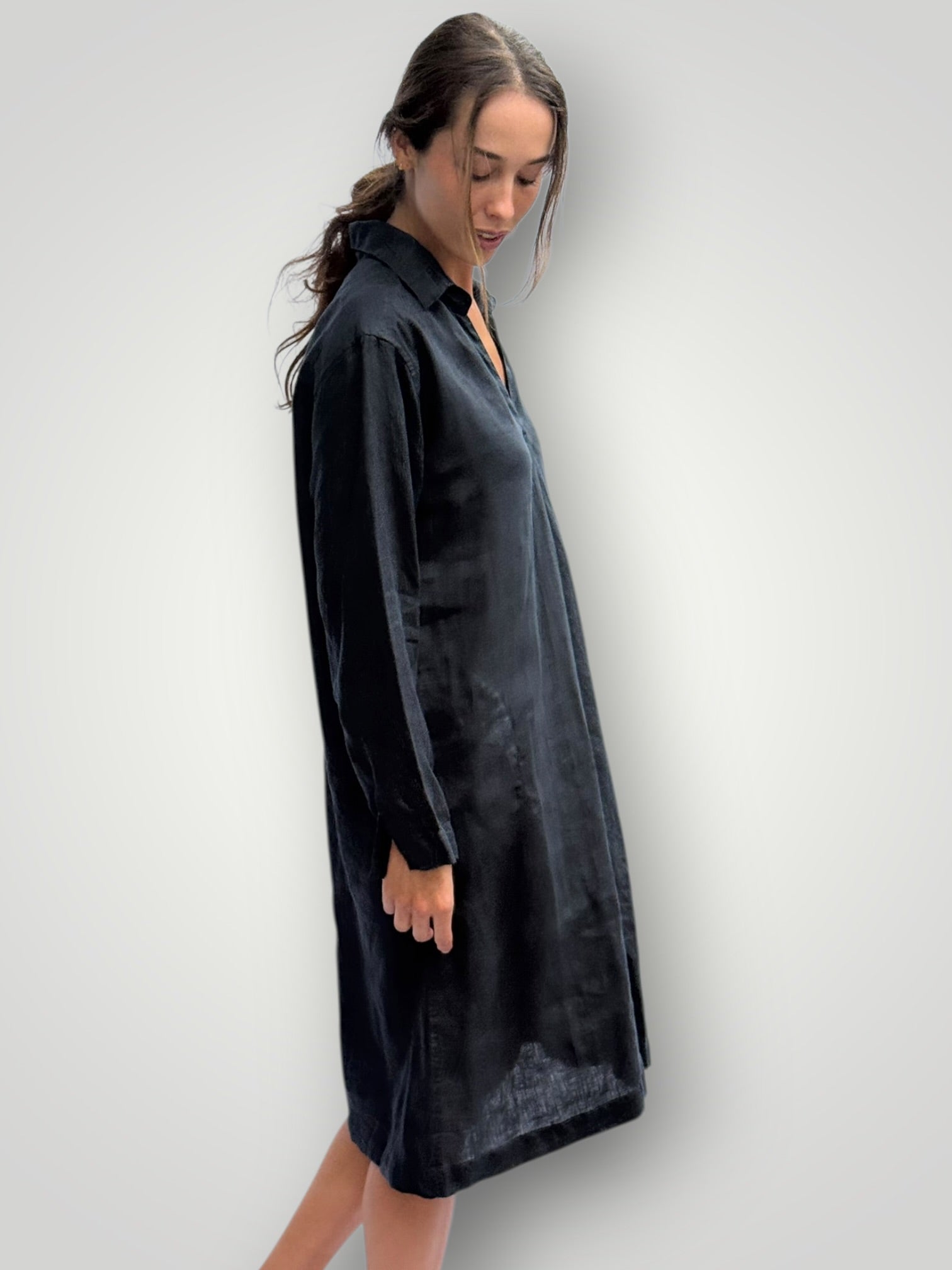 bianca dress -charcoal linen Apparel