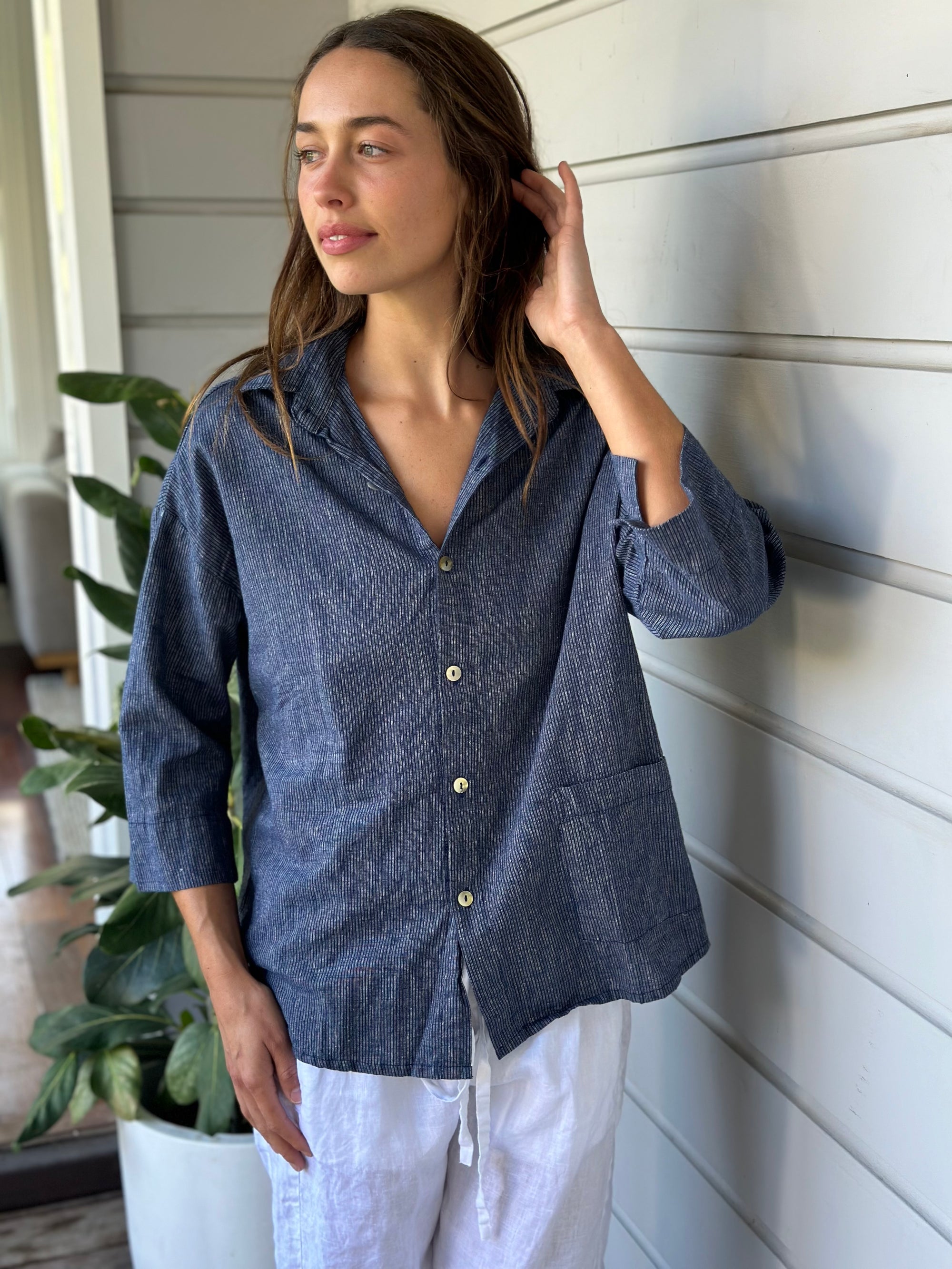 deanna shirt - fine navy stripe Apparel  