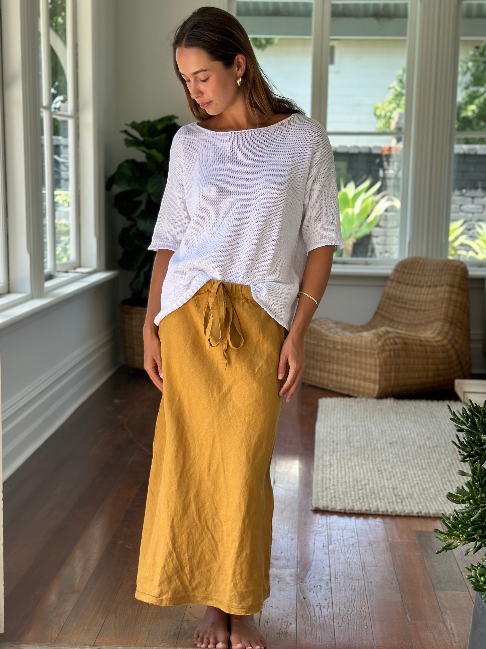 anthea skirt-turmeric linen Apparel  