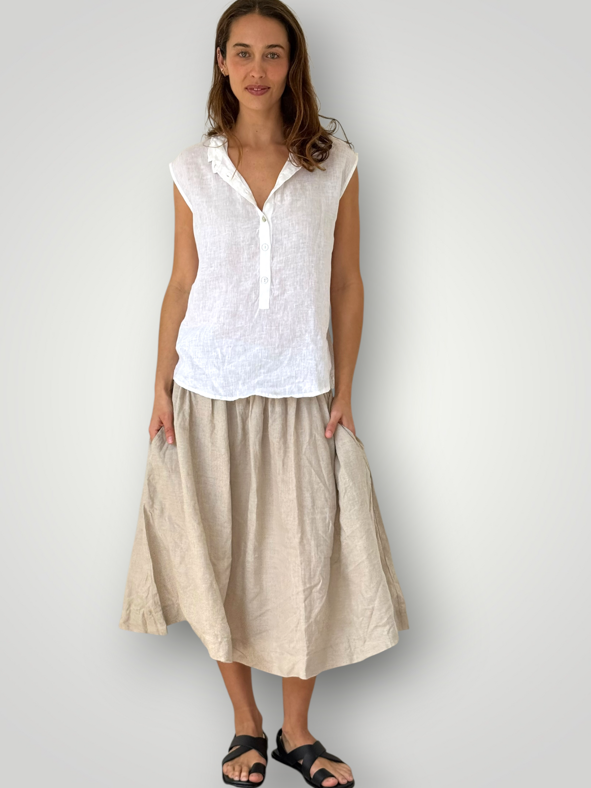 lola skirt - natural linen Apparel