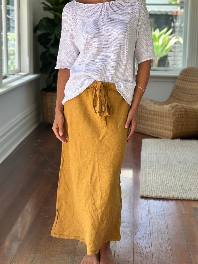 anthea skirt-turmeric linen Apparel  