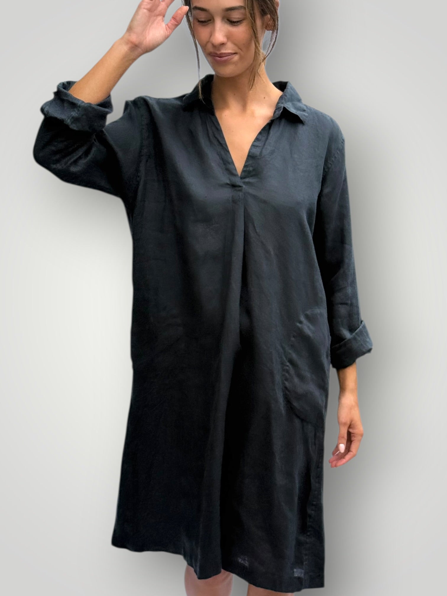 bianca dress -charcoal linen Apparel