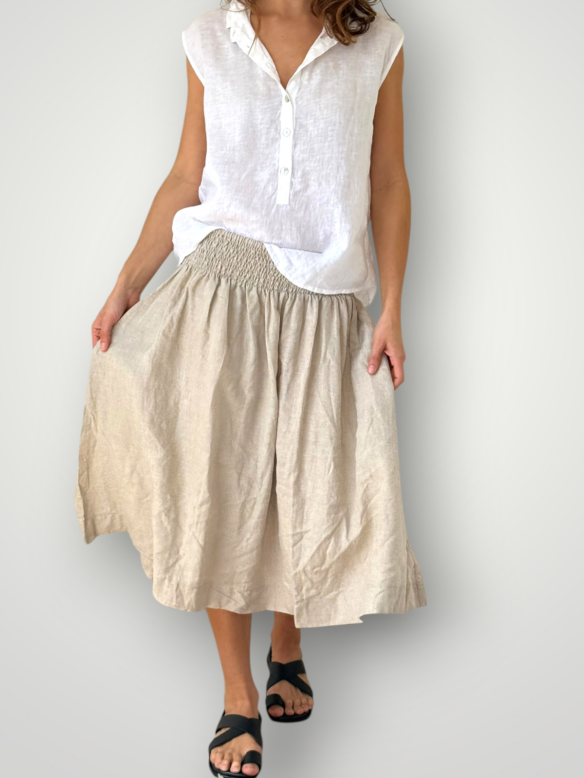 lola skirt - natural linen Apparel