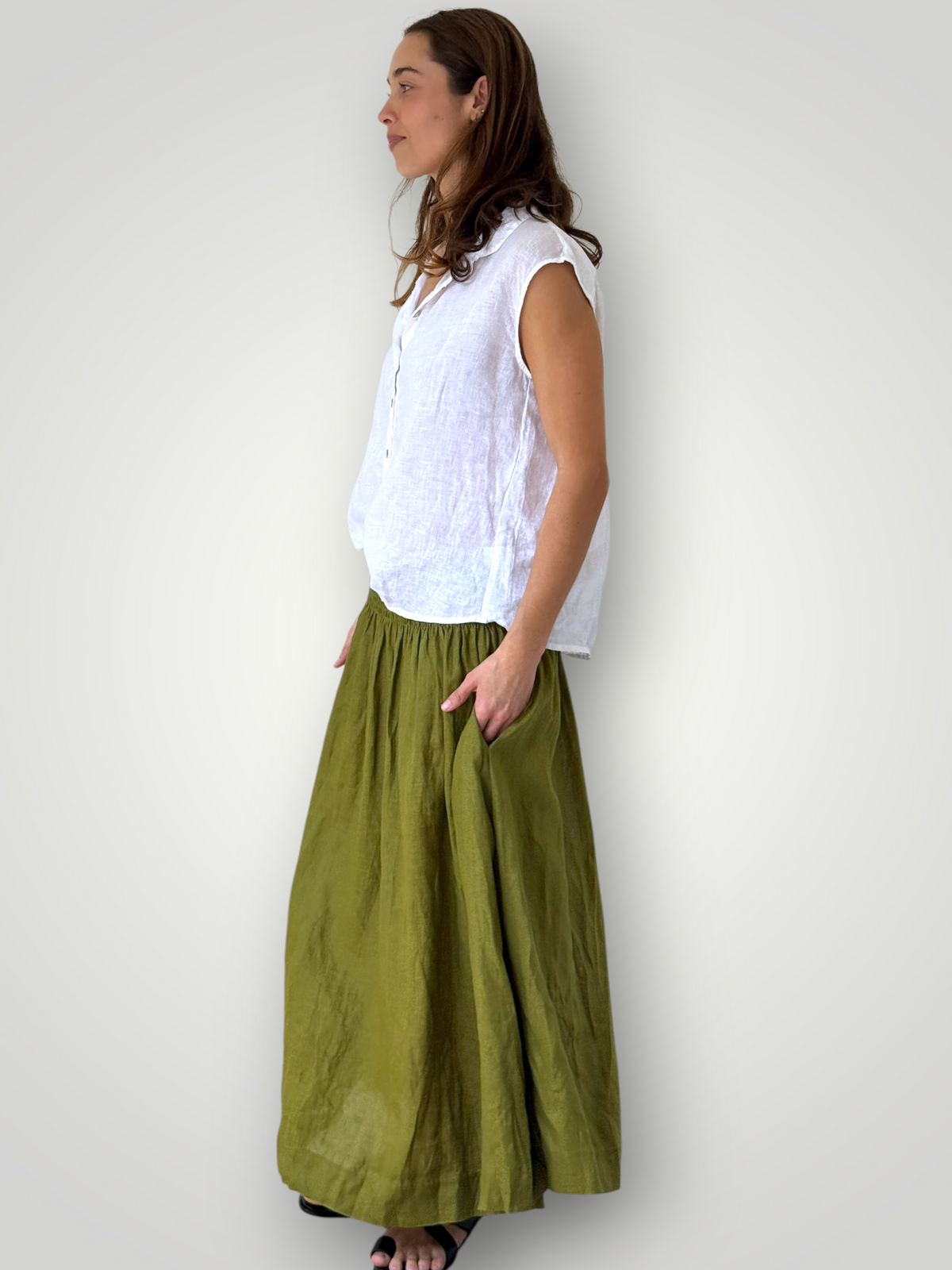 lulu skirt - olive linen Apparel