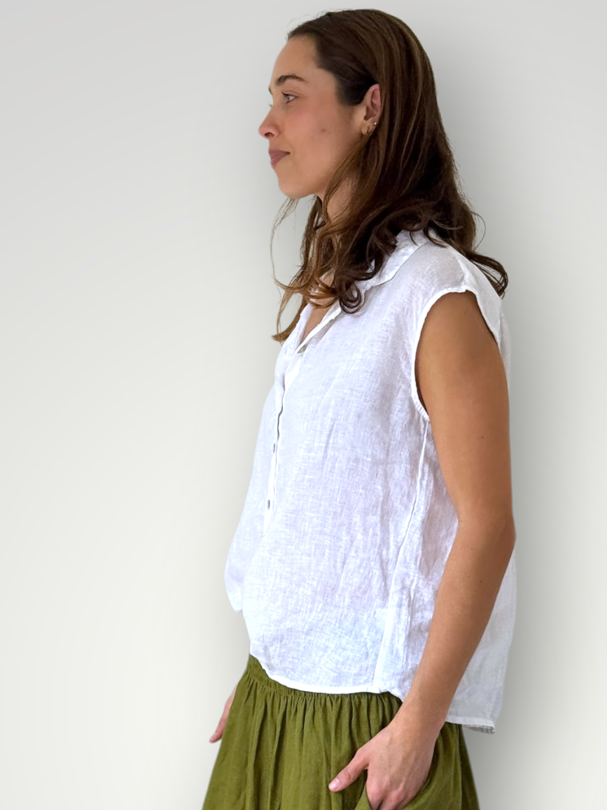lexi top- white linen Apparel