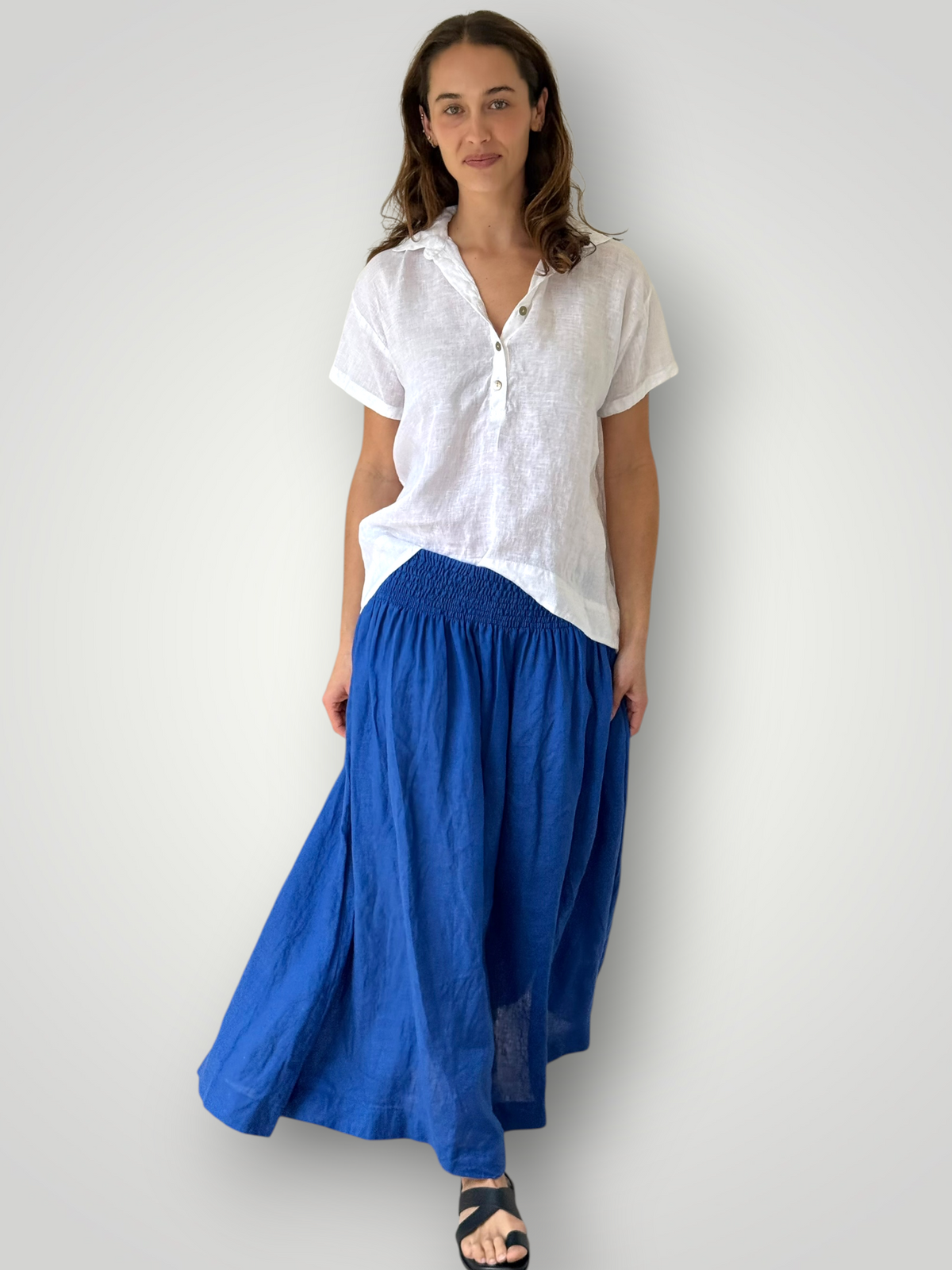 lulu skirt - cobalt linen Apparel