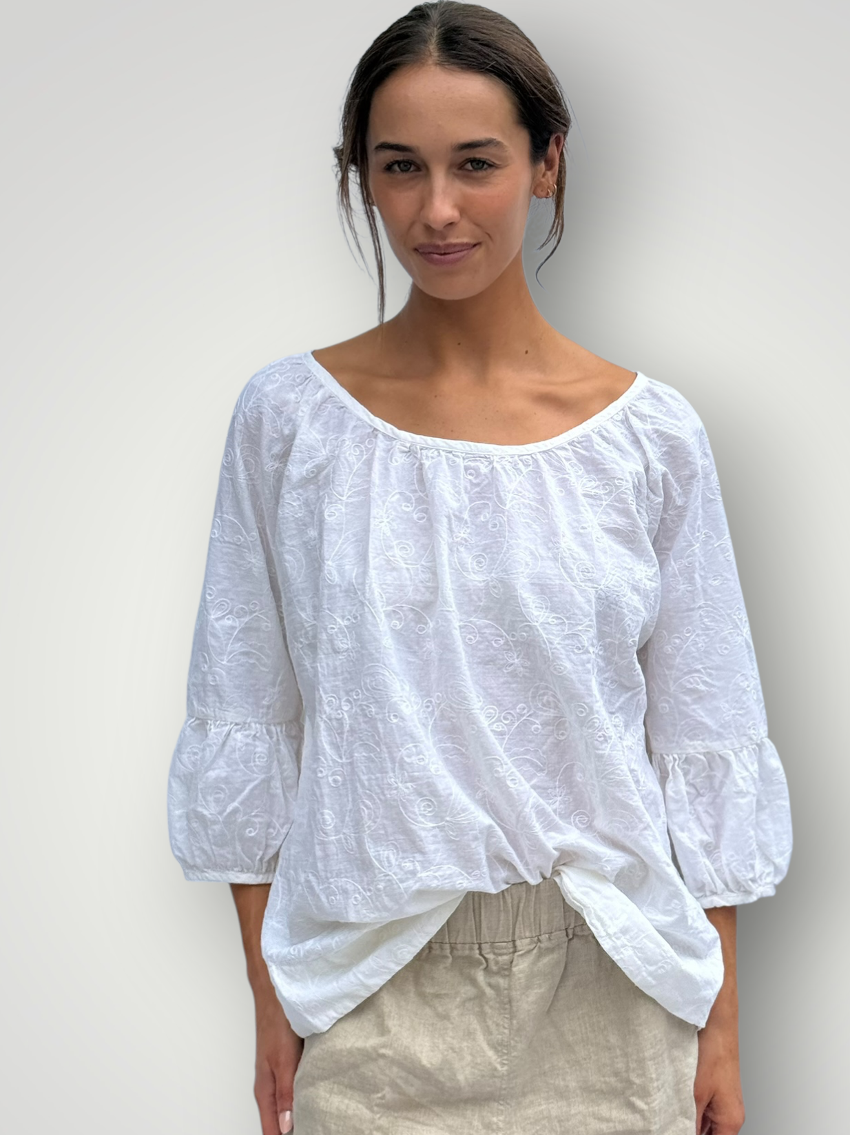 julia top-white cotton embroidery Apparel