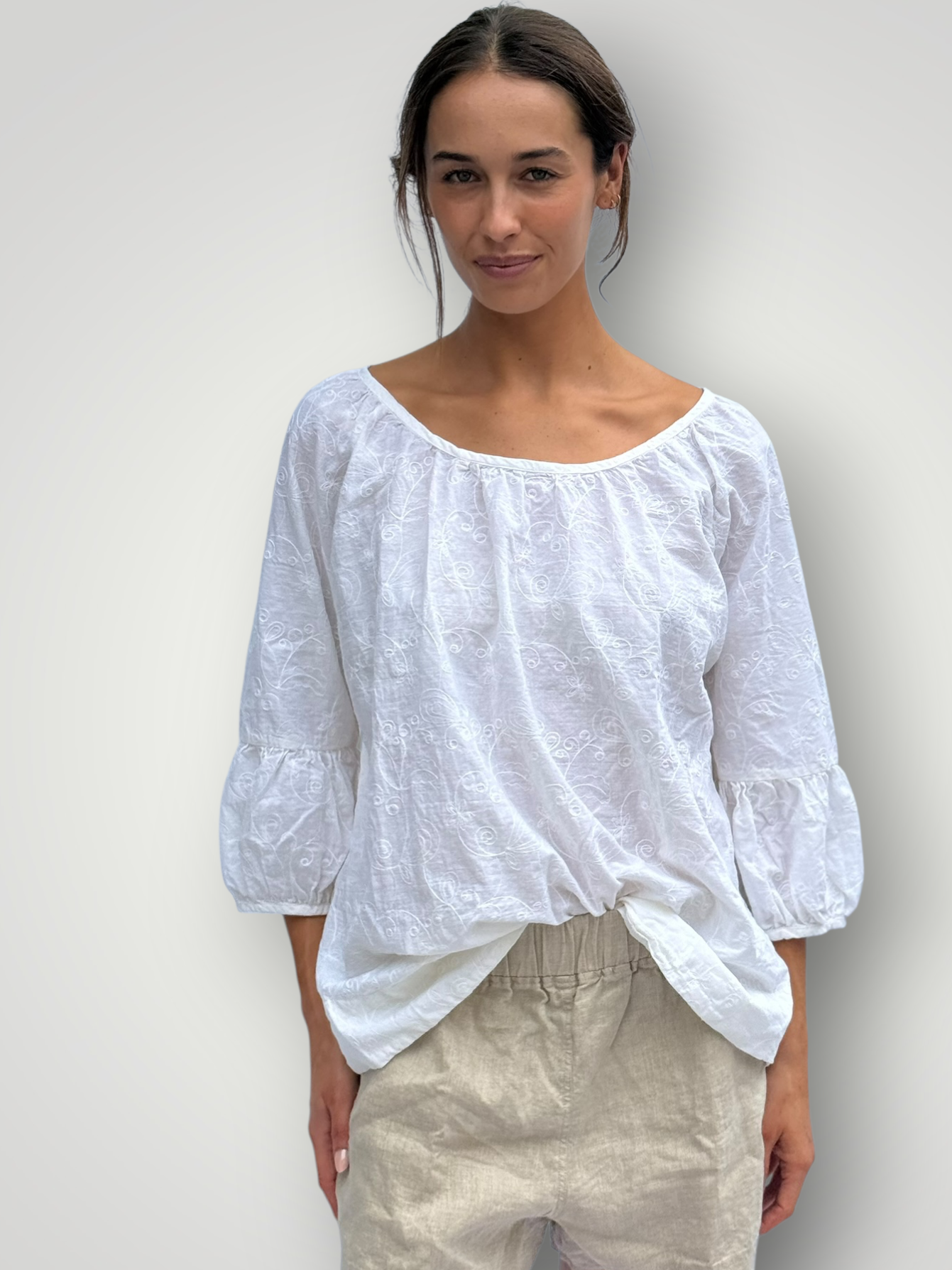julia top-white cotton embroidery Apparel