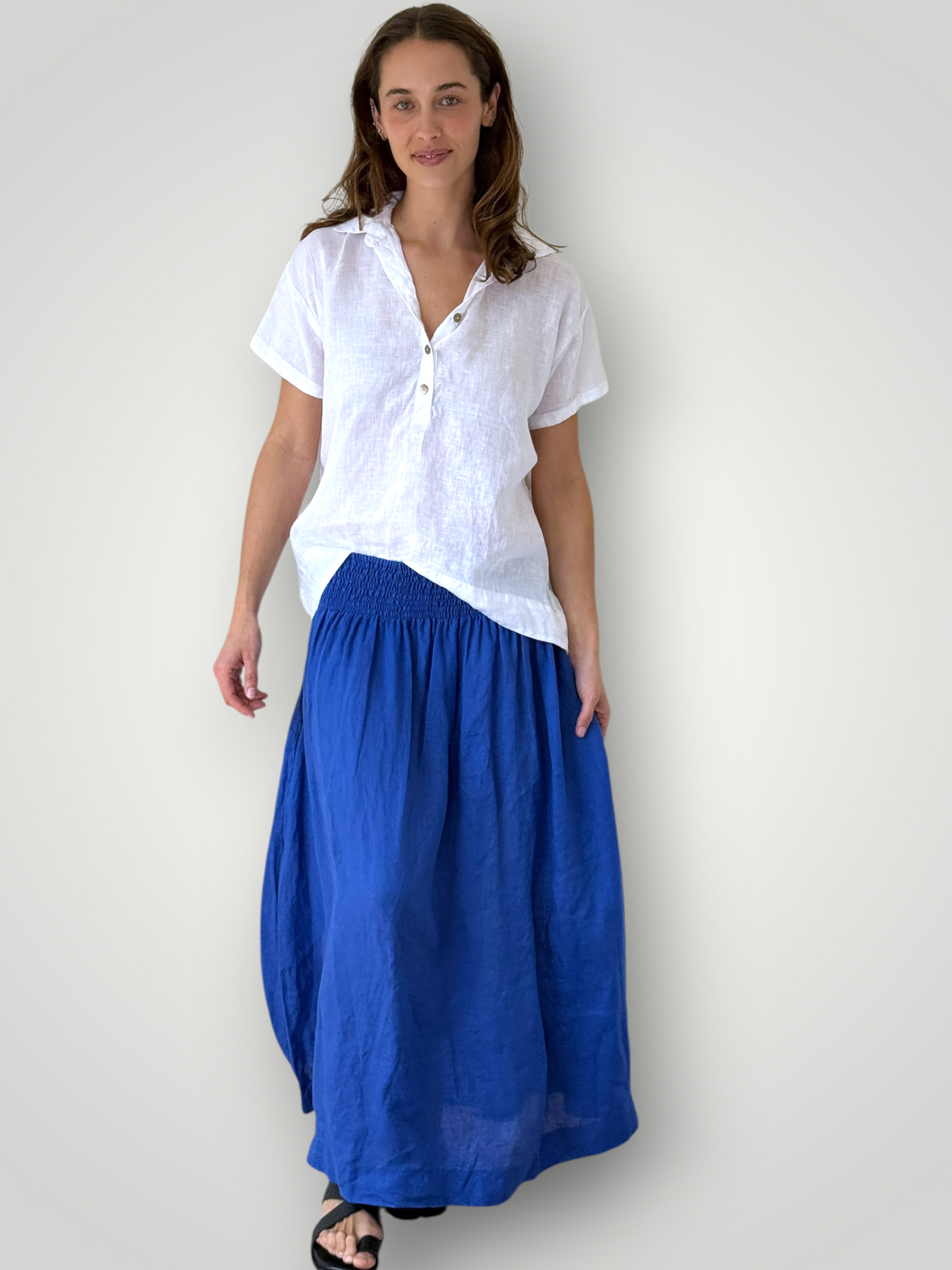 lulu skirt - cobalt linen Apparel