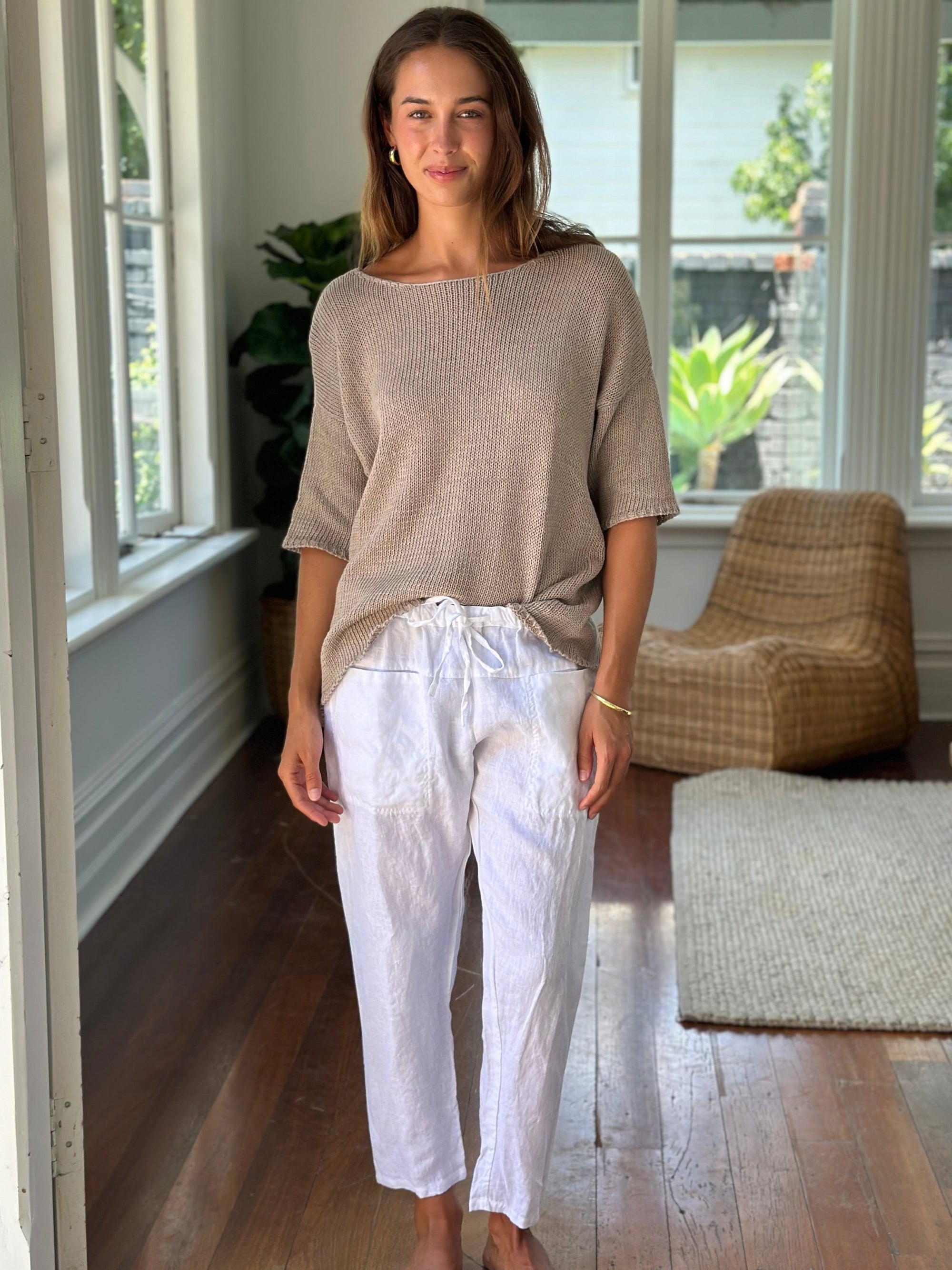 jessie pant-white linen Apparel  