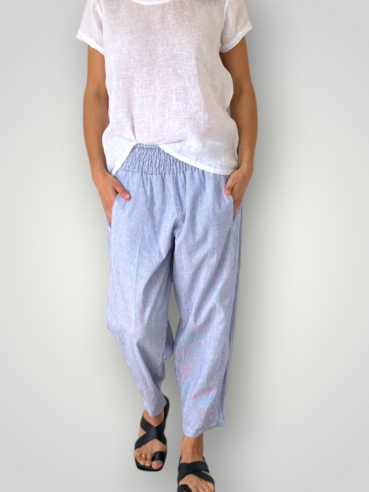 frankie pant - fine denim stripe Apparel