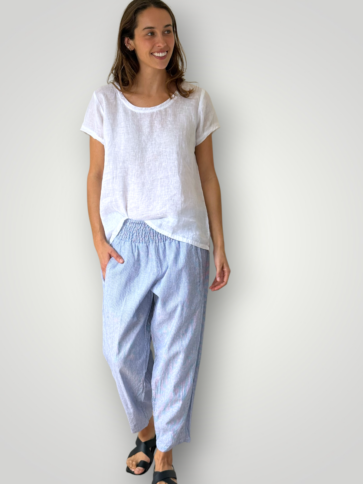 frankie pant - fine denim stripe Apparel