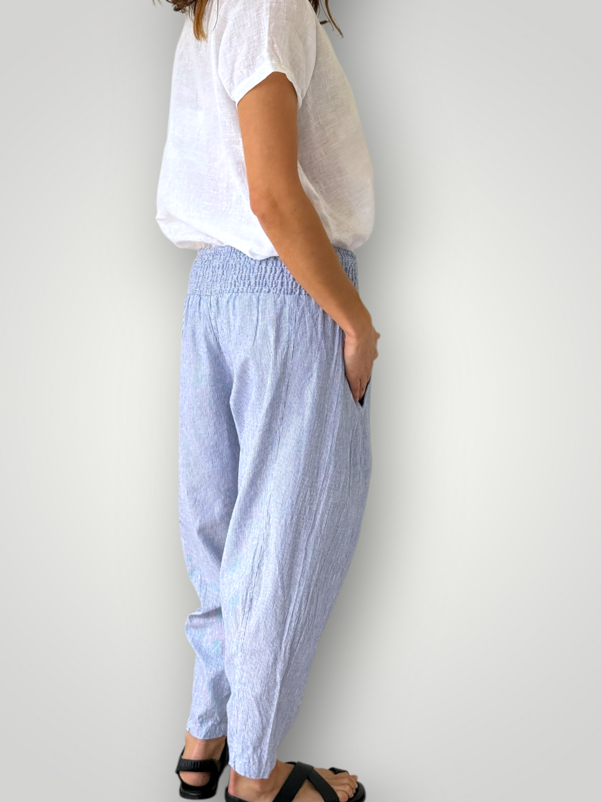 frankie pant - fine denim stripe Apparel