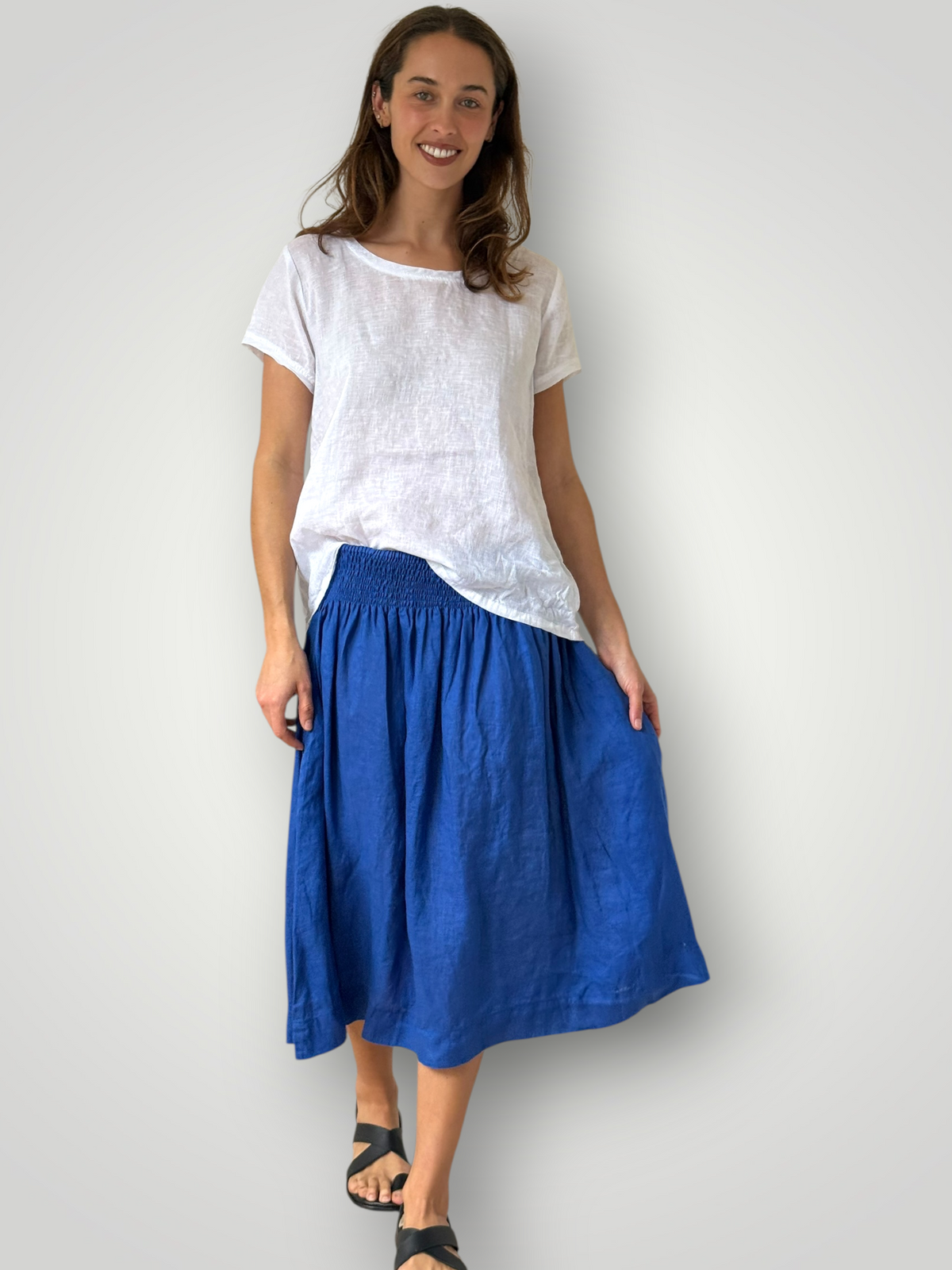 lola skirt-cobalt linen Apparel