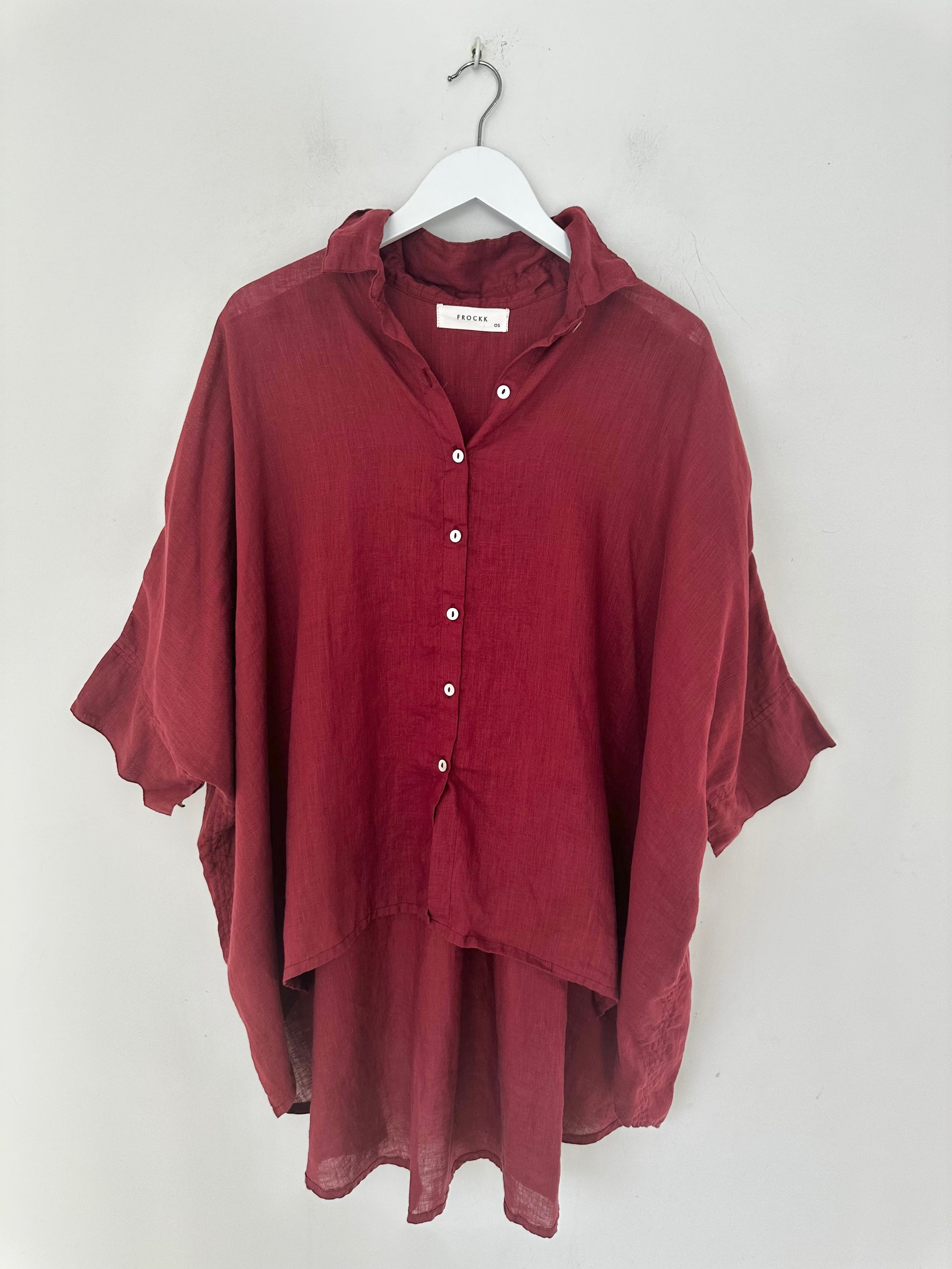 issey shirt - wine linen Apparel