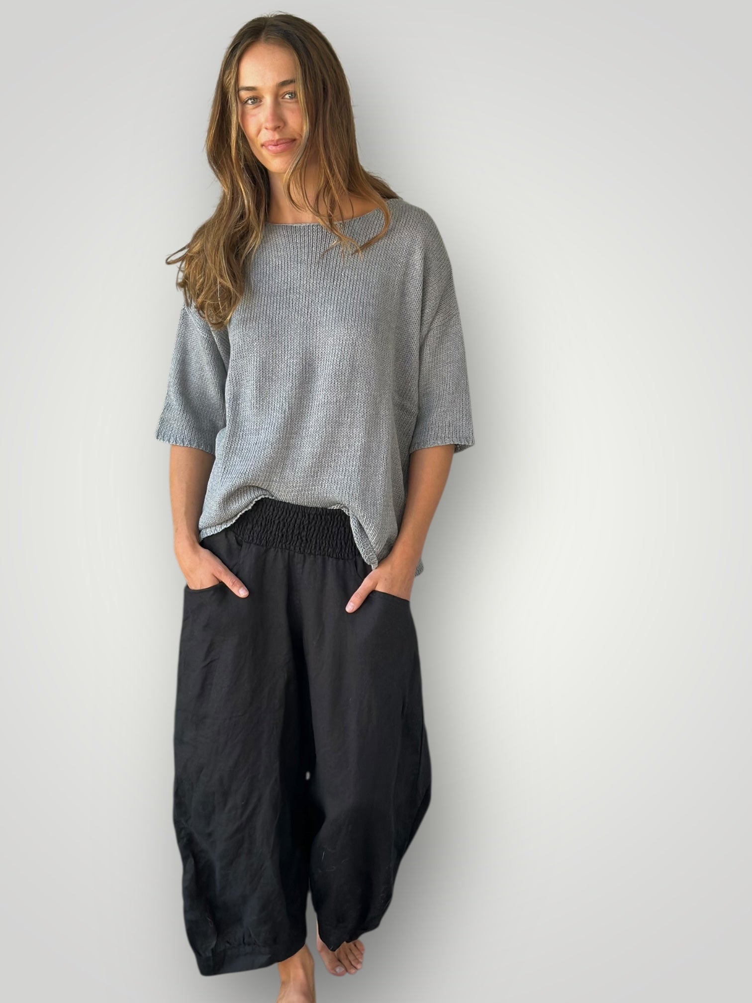 jackie pant - black linen Apparel