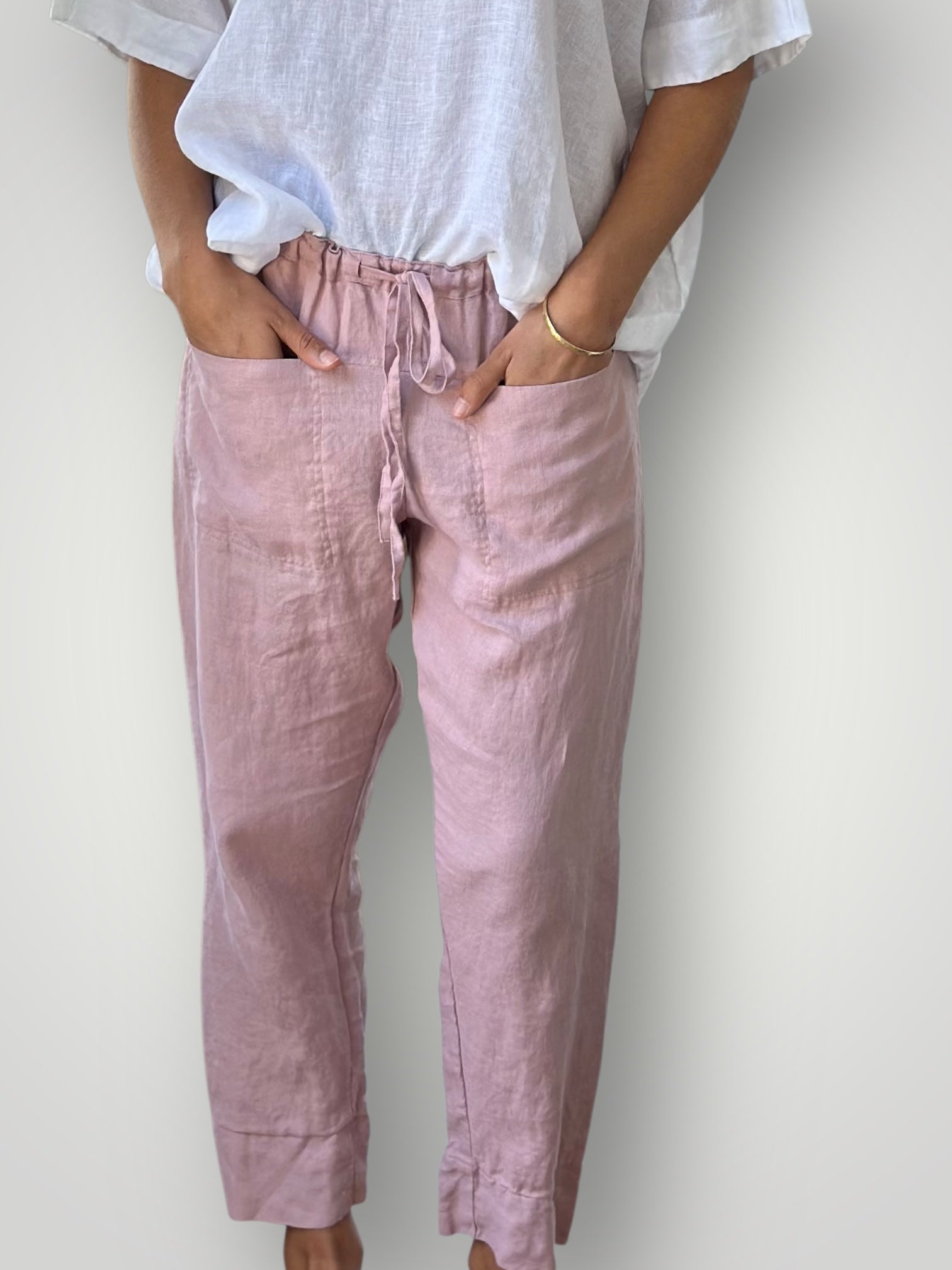 darcy pants - dusty rose linen Apparel