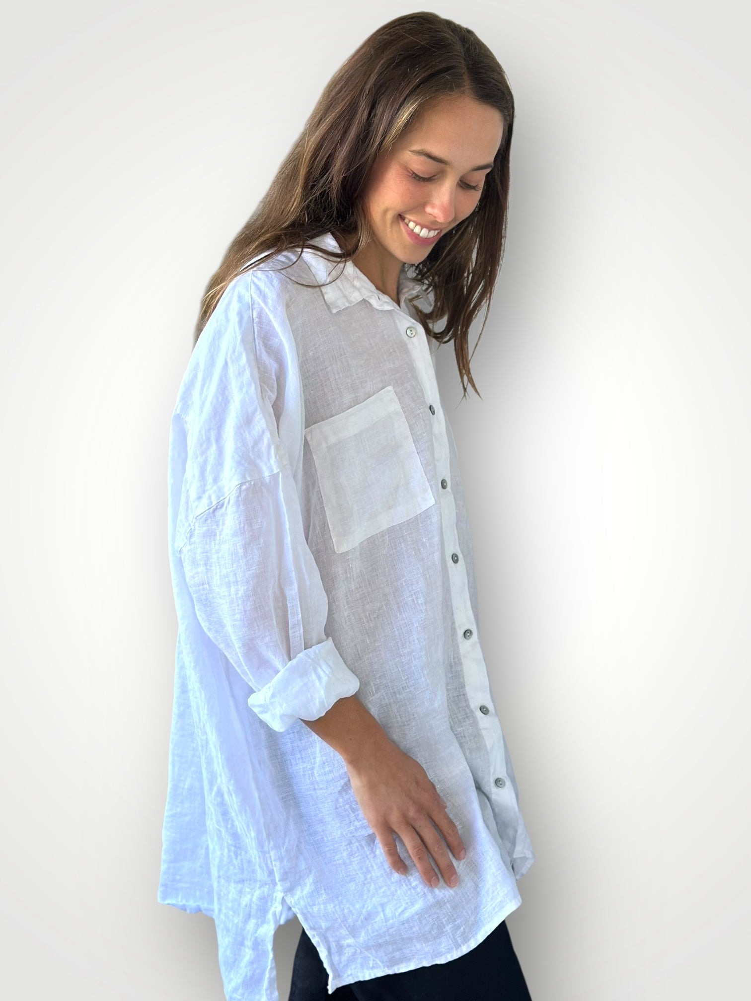 aiden oversized shirt -white linen Apparel